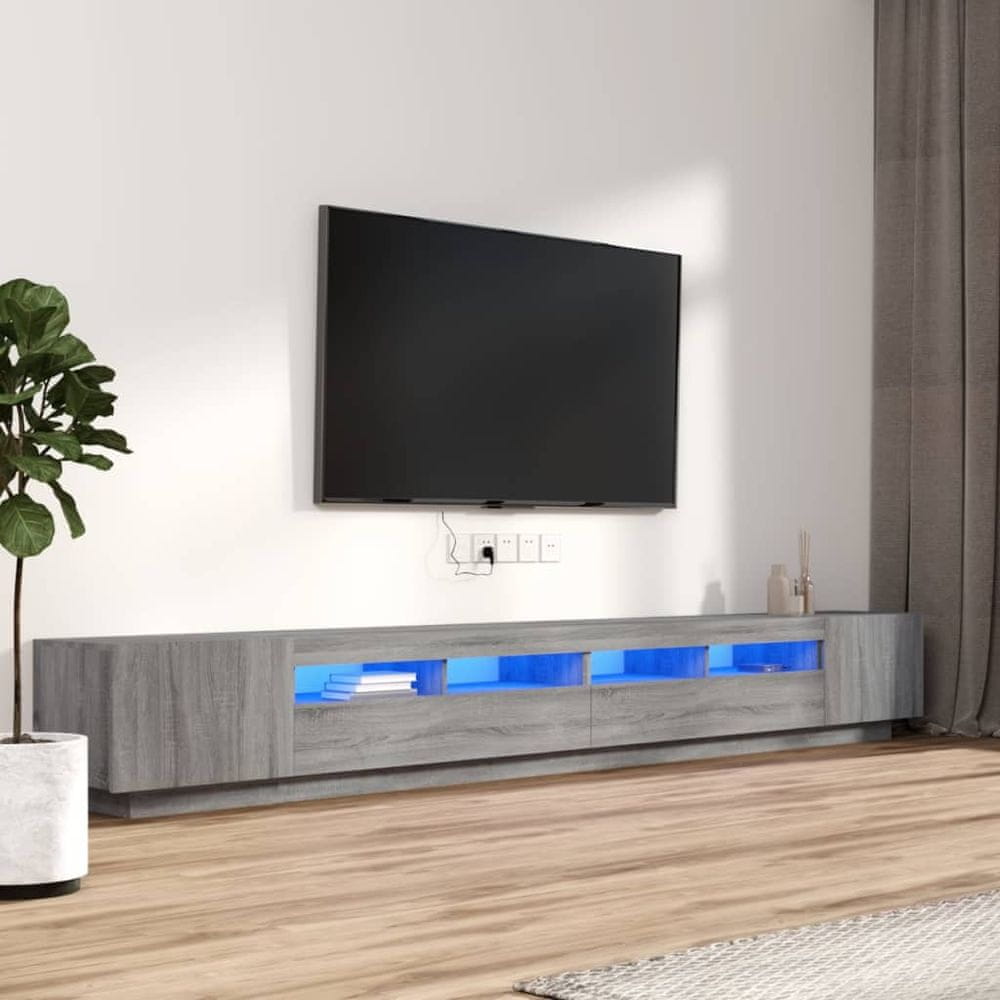 Vidaxl 3-dielna súprava TV skriniek s LED sivá sonoma spracované drevo